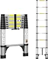 BOWEITI 8.5FT Telescoping Ladder, Portable Aluminum Extension Ladder w/Stabilizers, Lightweight Compact Telescopic Ladder 330lbs Capacity, Extension Ladder for Home, Outdoor (8.5FT,Silvery)