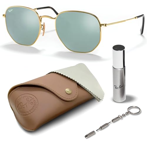 Image of Ray-Ban RB3548N HEXAGONAL FLAT LENSES Square-Round Shape Sunglasses for Men & Women with Official Eyewear Kit