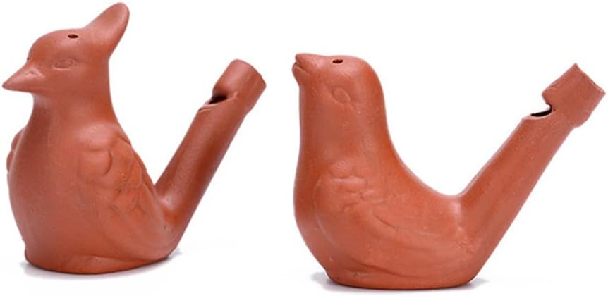 2Pcs Bird Water Whistles, Funny Ceramic Water Whistles, Warbler BirdWhistles Noise Makers, Purple Clay Pottery Waterfowl Whistle for Birthday Favors Gifts or Outdoor Accessories