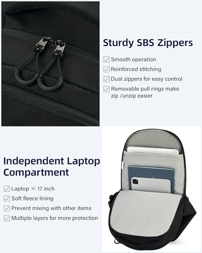 Image of HanTrip Carry On Travel Backpack for Women Men, 30L Medium Work Backpack for Commuter College Water Resistant Bookbags, Black