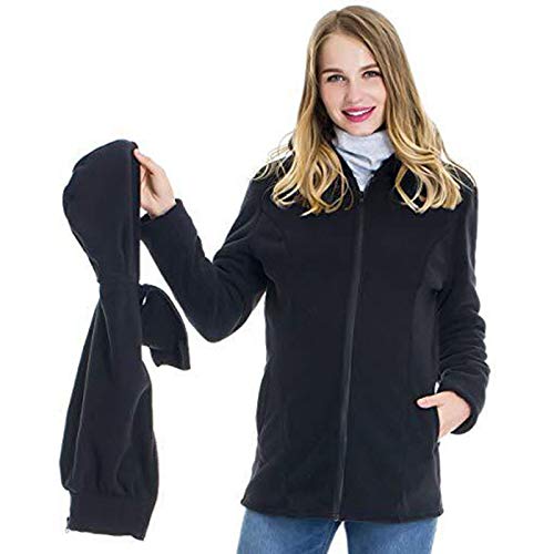 DNJKH Multifunktion Mutterschaft Kängurujacke, Polar Fleece Softshell Umstandsjacke Cover