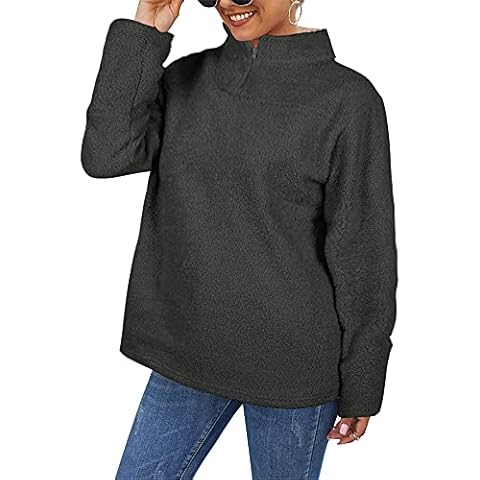Womens Fluffy Fleece Oversized Sweatshirt Cozy Sweater Pullover Outwear, Dark Grey, XXXL Cover