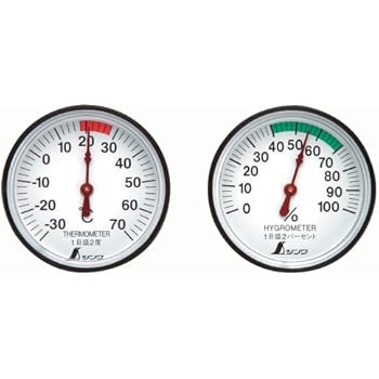 シンワ測定(Shinwa Sokutei) 温度計 湿度計セット ST-4 丸型4.5cm 72674