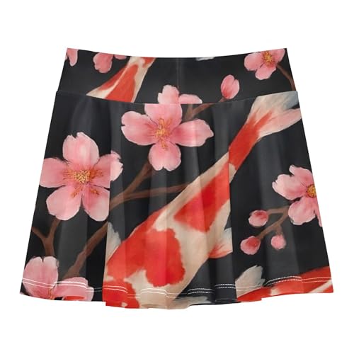 Athletic Shorts Girls Skorts Tennis Skirts Toddler Casual Teen Cheer Cute Koi Fish Pink Cherry Blossom 3t2