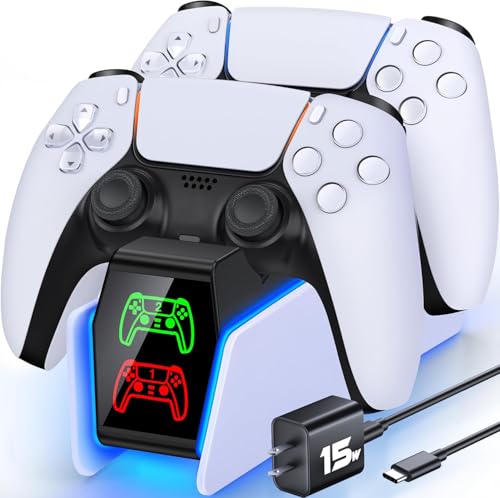 PS5 Controller Charger Station for PlayStation 5 Controllers with LED Light Dual Stand Charger Dock,...