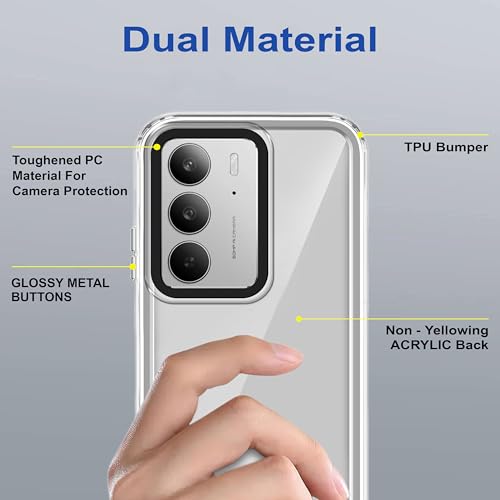 Image of Zapcase Back Case Cover for Realme C75 5G | Compatible for Realme C75 5G Back Cover | Case Cover with Camera Protection | (TPU + PC | Transparent)