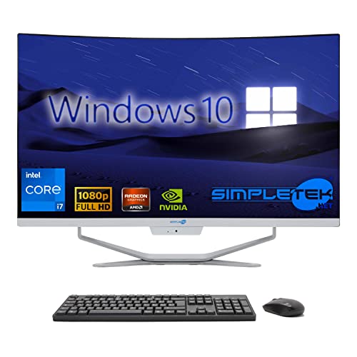 SIMPLETEK - Ordenador todo en uno de 27 pulgadas curvo Windows 10 | Procesador Core i7 de 12ª generación con tarjeta gráfica GTX1650 de 4 GB | 32 GB de RAM DDR4 SSD de 2 TB