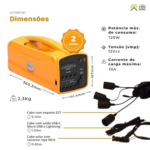 Estação de Energia Portátil 120W, 150S-N1, Amarela