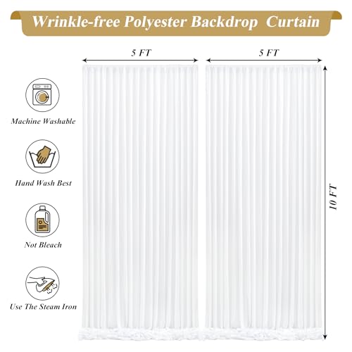 10x10ft White Backdrop Curtains Wrinkle Free Photo Backdrop Curtain for Wedding Birthday Party, Backdrop Drapes for Baby Shower Photography Background Decorations by Shillance - Used condition - Image 6