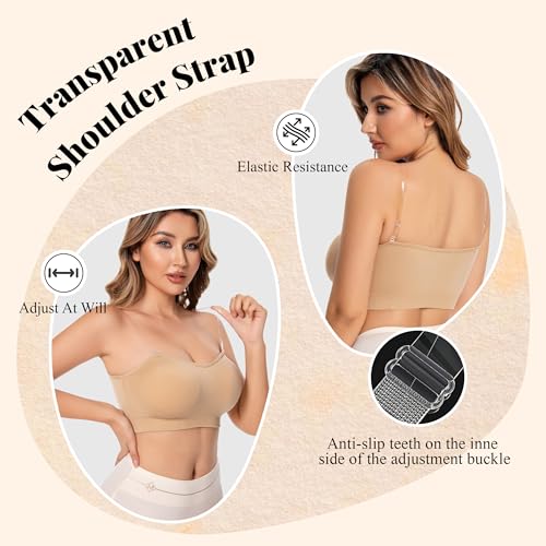 Strapless Bras for Women, Wirefree Non-Slip Seamless Strapless Bra Bandeau Tops for Women2