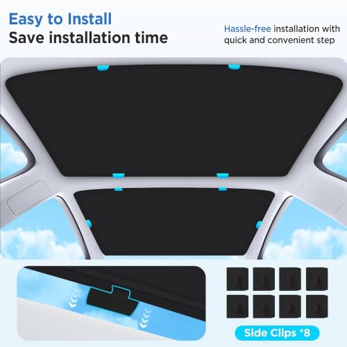 Image of 2026 Upgrade Sunshade Roof for Tesla Model 3 Accessories 2026-2022 | [No-Gap /Sag-Free] Heat Insulation Glass Roof Sunshade Sunroof for Tesla Model 3 Highland 2026 2025 2024 202 2022 Black