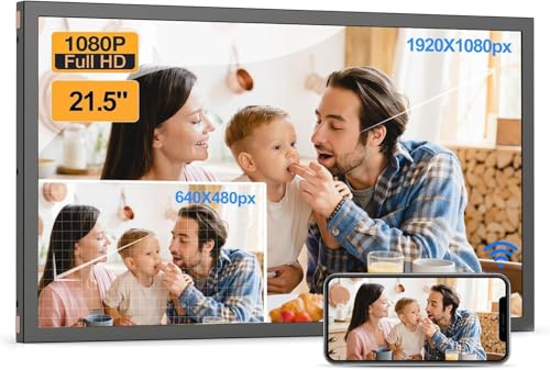 21.5-Inch Dual-WiFi Extra Large Digital Picture Frame - 32GB Digital Photo Frame FHD IPS Panel, Wall Mountable, Share Photos Videos via App Email, Sync Smartphone Screen, Suit for Home Decorations