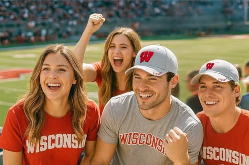 Gorra deportiva ajustable Wisconsin gris/roja bordada miniatura 5