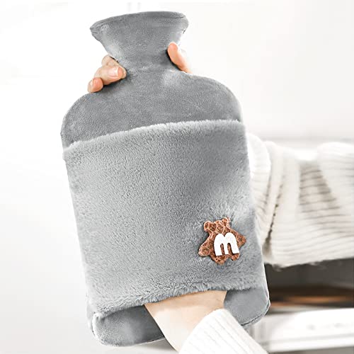 Unipampa Bouillotte Housse peluche ultra douce, Bouillotte eau chaude en caoutchouc, Caoutchouc Naturel 2L, Bouteille d'eau Chaude avec Housse, Pour Le Soulagement De La Douleur Sac d'Eau Chaude Cover