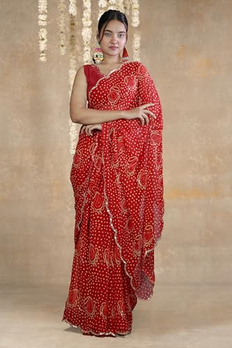 Image of MIRCHI FASHION Saree for Woman Georgette Floral Printed | Lightweight Comfortable Sari for Regular Social Wear and social visits