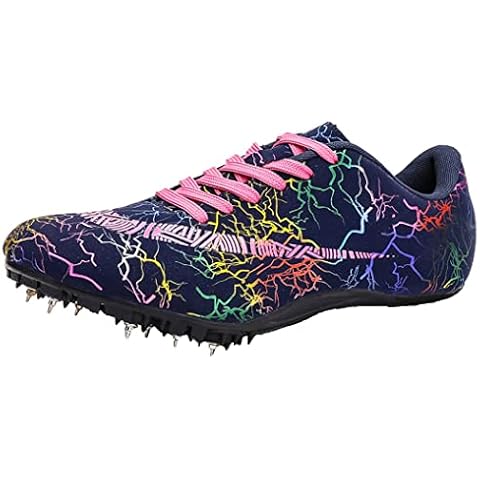 Mens Womens Track and Field Shoes Lightweight Spikes Running Shoes for High Jump Long Jump Sprint,D,2.5 UK Cover
