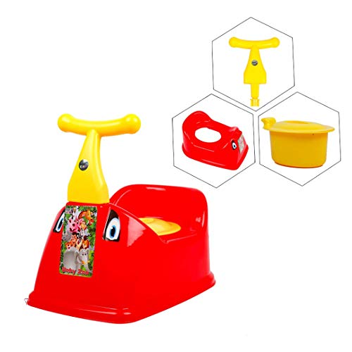 Image of Zerya Toilet Trainer Baby Potty Seat 1234 Scooter Designed With Removable Bowl & Closing Lid Potty Seat (Red)
