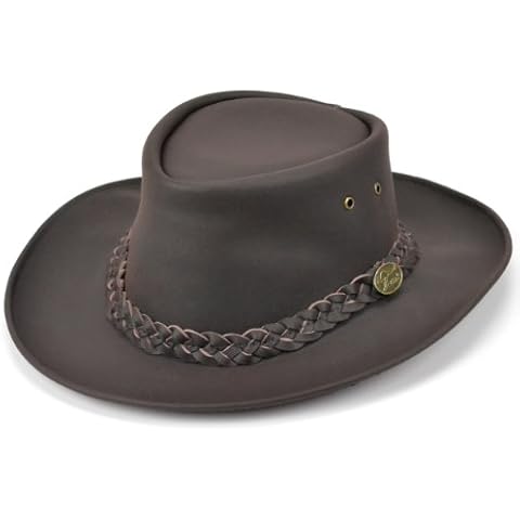 Hawkins Australian Bush hat Brown Genuine Leather Hardwearing (Medium) Cover