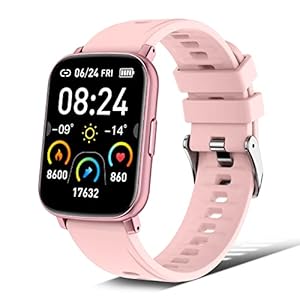 Jugeman Smartwatch Damen Herren, Fitnessuhr mit 1,69″ HD Farbdisplay, Fitness Tracker Uhr mit Pulsmesser Schlafmonitor, IP68 Wasserdicht Sportuhr mit Schrittzähler Stoppuhr für iOS Android (Rosa)