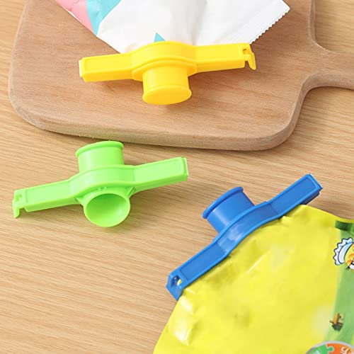 Yirepny 4Pcs Food Bag Clips Food With Cover Lip, Food Storage Sealing Clips With Pour Spouts, Kitchen Chip Bag Clips, Plastic Cap Sealer Clips For Food Storage And Organization Yellow #TOP1