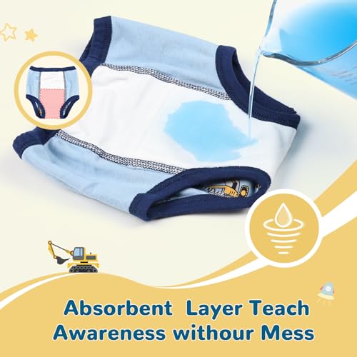 Image of MooMoo Baby Absorbent Potty Training Underwear Cotton Pee Pants for Boys 2T | Breathable,Washable and Reusable, Daytime Potty Training