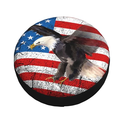 Image of American Flag Eagle Spare Tire Cover Universal Fit for Trailer RV SUV Truck Camper Weatherproof Protectors Tyre Covers 14 inch inch 15 inch inch 16 inch inch 17 inch inch, Black1