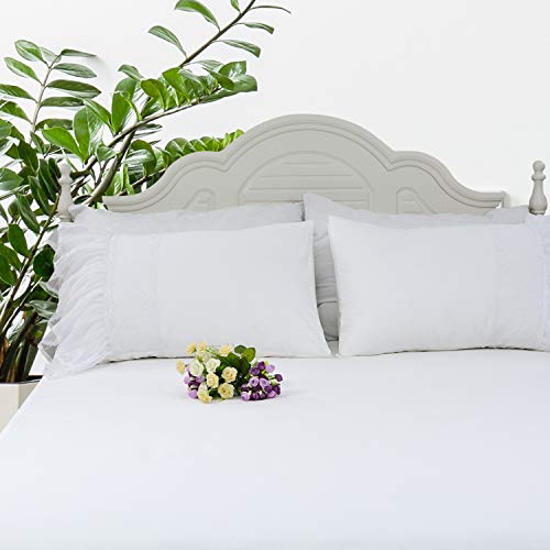 Softta 2Pc Solid White Pillowcase W Lace Patchwork Decorations,Twin Full Queen Size #TOP6