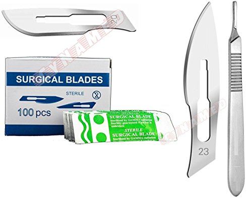 Scalpel Blade No 20 No 23 200 Pcs 100/100 Plus Handle No 4 Dermaplaning Dental Cynamed