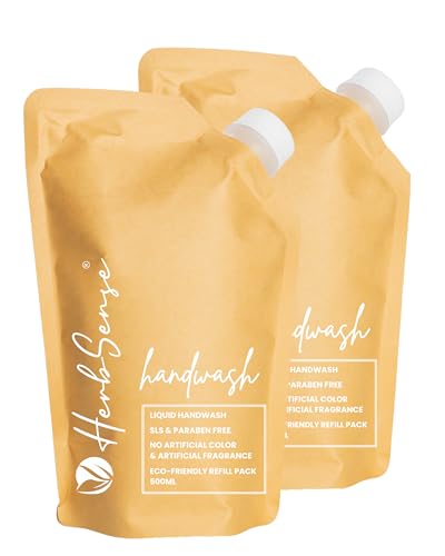 Image of Herbsense Liquid Handwash Refill Pack, No Artificial Fragrance & Color,Sulphate Free,Zero Chemical Handwash (500ml x 2, Pack of 2) (1000ml)
