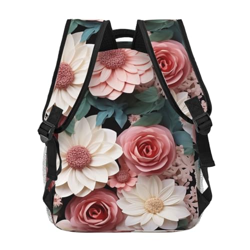 Casual Backpack for Women Men Flowers with Green Leaves Lightweight Daypack Large Capacity Nurse Bag4