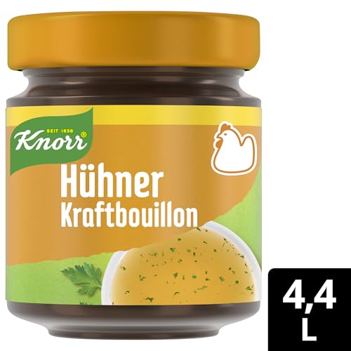 Knorr Hühner Kraftbouillon im Glas Hühnerbrühe mit kräftigem Geschmack und mit natürlichen Zutaten 4,4 Liter