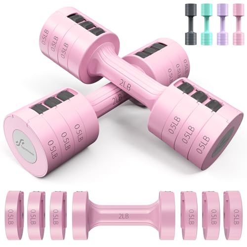 Photo 1 of Adjustable Dumbbells Hand Weights Set: Sportneer 1 Pair 2 4 6 8 10 Lbs Fast Adjust Dumbbell Weight 6 In 1 Free Weights Barbells For Women Men Home Gym Workout Exercise Strength Training 2-5 Lbs Each