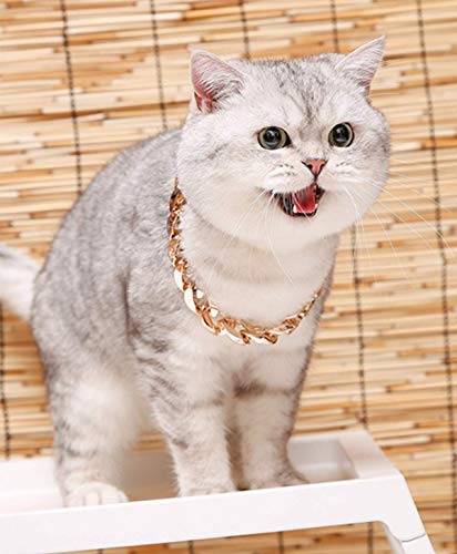 2Pcs Gold Plastic Collar Link Chain Necklace For Cats Dogs.cute Fashion Pet Metal Look Jewelry And Accessories.suitable For Small And Medium Cats And Dogs(14.6-17.3Inch) #TOP5