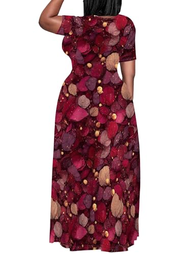 Image of PinkPatty Women's Plus Size Maxi Dresses Short Sleeve Sundress Summer T-Shirt Beach Long Dress with Pockets