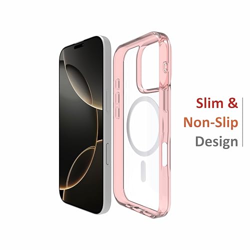 Image of for iPhone Case 16 Pro with Mag-Safe, [Anti-Yellowing Technology] [Military Grade Drop Protection] Shockproof Slim Hybrid Phone Case for iPhone 16 Pro - Crystal Pink