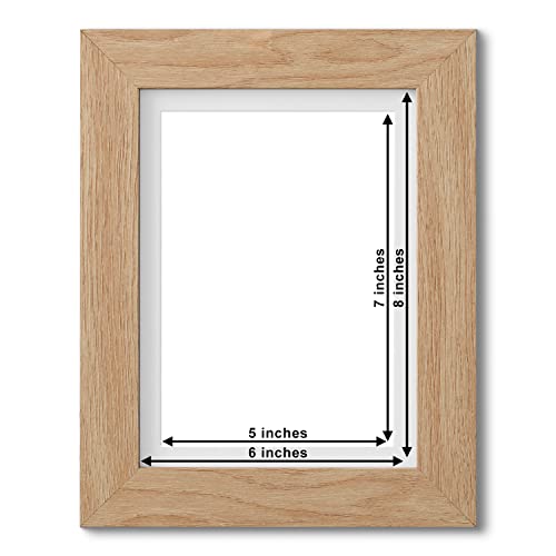 Fabian Clarke London® 8x6 Modern Oak Wooden Picture Photo Frame with White Mount to Hang Portrait or Landscape - Image 2