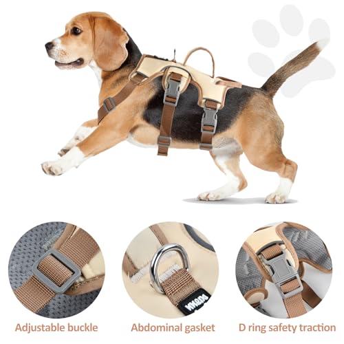 Wisebom Mehrzweck-hundegeschirr, Ausbruchsicheres Anti Zug Hundegeschirr, Anti Zug Geschirr Hund Sicherheitsgeschirr, Hundegeschirr Kleine Hunde für Kleine Mittelgroße Hunde (Beige, S)