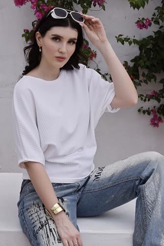Image of Zilcon Womens Half Ballon Sleeve t-Shirt Tops Boat Neck Loose Fit Casual Workout T-Shirts
