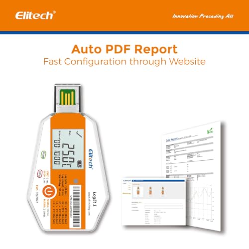 Image of Elitech Temperature Data Logger Single Use Temperature Recorder PDF Report USB Temperature Logger 16000 Points WHO PQS Listed LogEt1-100Pack
