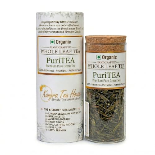 Image of Kangra Tea House PuriTEA (Combo Pack of 2 20g) Artisanal Whole Leaf Pure Whole Leaf Green Tea | GI Tagged & NPOP Organic Certified | Holistic Detox & Weight Management Blend | First Flush, 0 Bitterness | Direct From Palampur, Himachal Pradesh