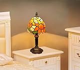 Tiffany Style Table Lamp,Sunflower Stained Glass Lamp,6 Inch Small Antique Bedside Lamp, for Bedroom Living Room Home,Included Dimmable LED Bulb 8W