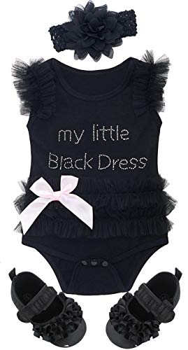 Preisvergleich Produktbild MOMBEBE COSLAND Baby Mädchen Spitzen Body Tutu (Schwarz, 9-12 Monate)