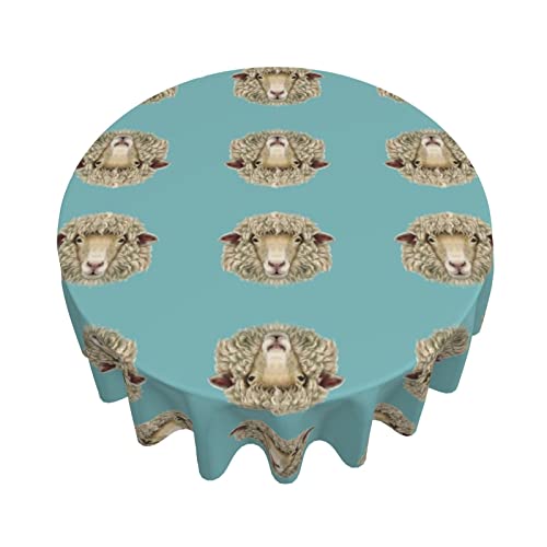Psvod Sheep Head Animal Round Tablecloth 60 Inch Decorative Tablecloth Washable For Dining Tables And Outdoors #TOP2