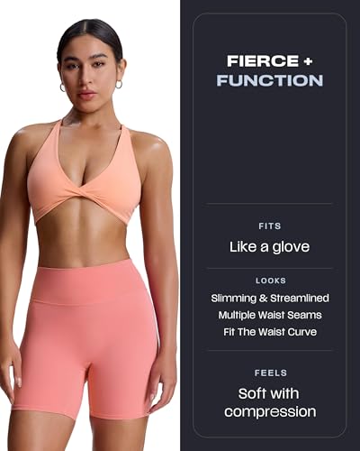 Image of Aoxjox Trinity Workout Biker Shorts for Women Tummy Control High Waisted Exercise Athletic Gym Running Yoga Shorts 6 inch