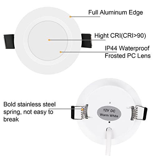 Image of RVZONE RV Boat Recessed Ceiling Light 6 Pack 12V LED Puck Light with Hole Puncher DC 12V 3W Full Aluminum Downlights for Under Cabinet Camper Vans RV Interior Lighting,2700-3200K