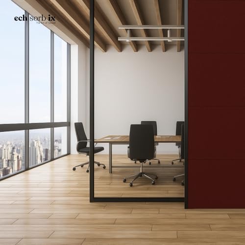 Image of MMT Acoustix Premium Felt Acoustic Panels for Offices, Bedrooms & Studios | Sustainable PET Felt Panels for Echo Reduction & Sound Absorption | 1x1 Ft, 9mm Thick | Wine- Pack of 8