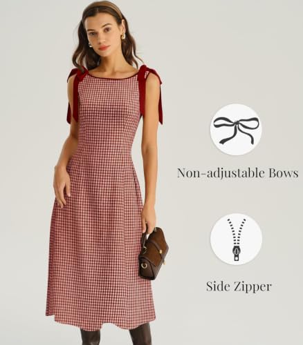 Image of RIHOAS Women's Plaid Gingham Dress Casual Summer Midi Dresses for Women