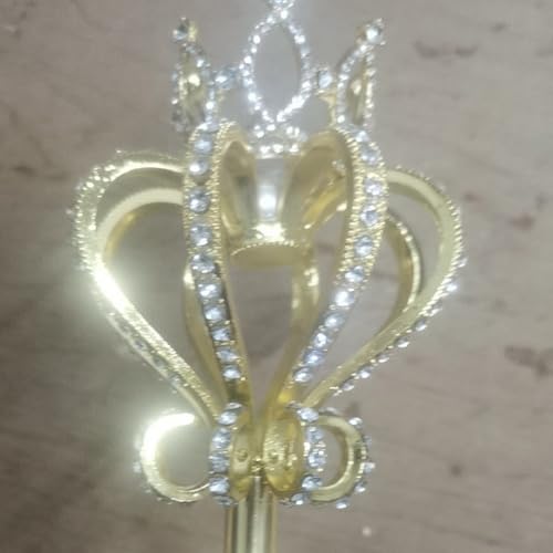 Bastón de cosplay de metal con perlas incrustadas accesorio de lujo para disfraces 3