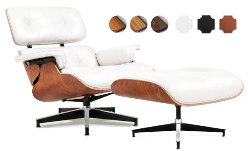 Asukale Top Grain Leather, Mid Century Chaise Lounge Chair and Ottoman, Modern Chair Classic Design,...