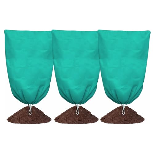BESTORI Cappuccio Protezione Piante 3 Pezzi Copertura per svernamento in Tessuto Non Tessuto Riutilizzabile per Telo di Protezione Antigelo per Inverno, Verde, 60 x 80 cm